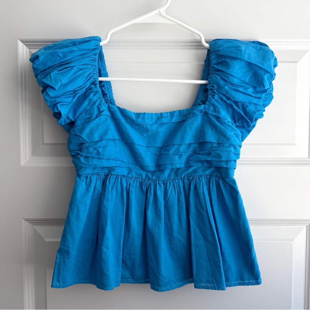 Abercrombie & Fitch Blue Ruched Blouse – Size XXS – 4th of July Outfit Top